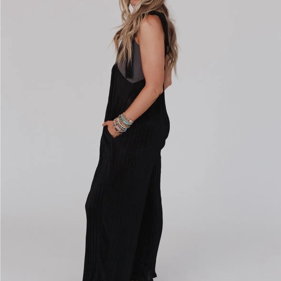 Black lightweight romper with ties by Three Birds Nest - Picture 2 of 3